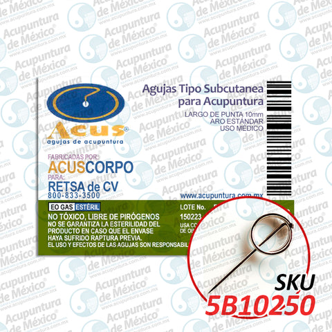 TACH SUB. ACUS 0.20 X 10MM. C/250 PZS