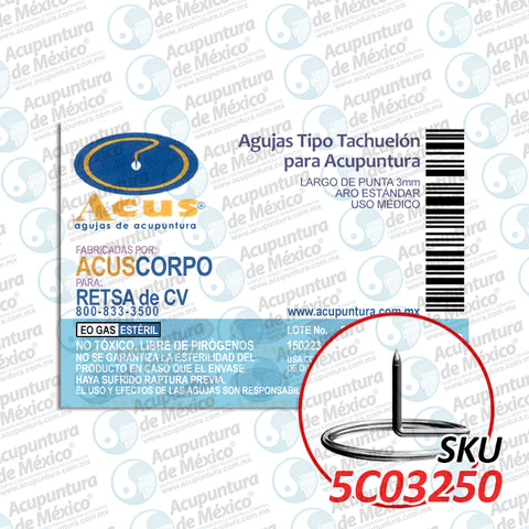 TACH CORP. ACUS 0.20 X 3MM. C/250 PZS