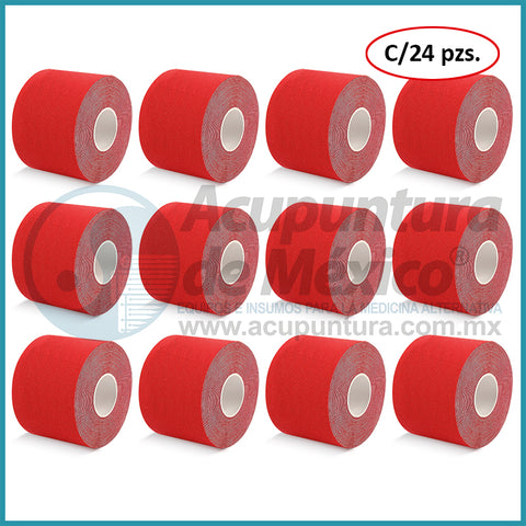 CINTA GSPORT KINESIOLOGIA ROJO, 24PZAS
